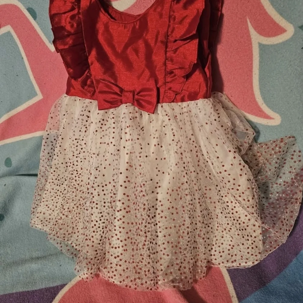 Elegant Red and White Kids Formal Dress